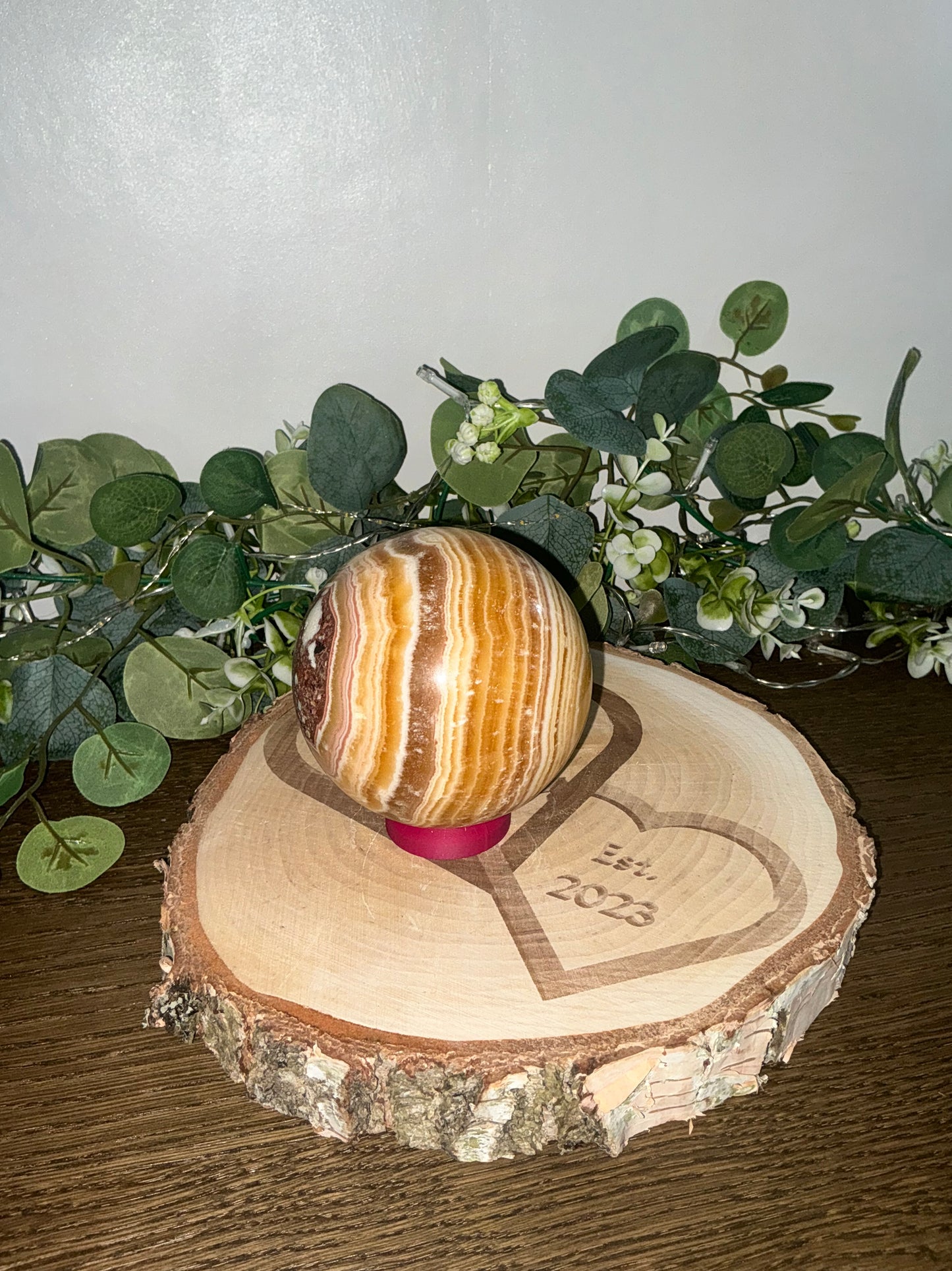 Orange Banded Calcite Sphere 1001g