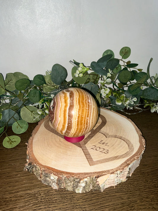 Orange Banded Calcite Sphere 1001g