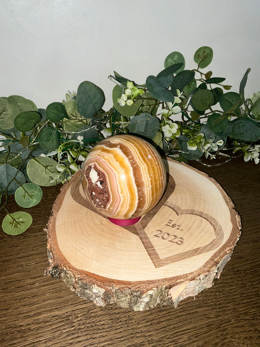 Orange Banded Calcite Sphere 1001g