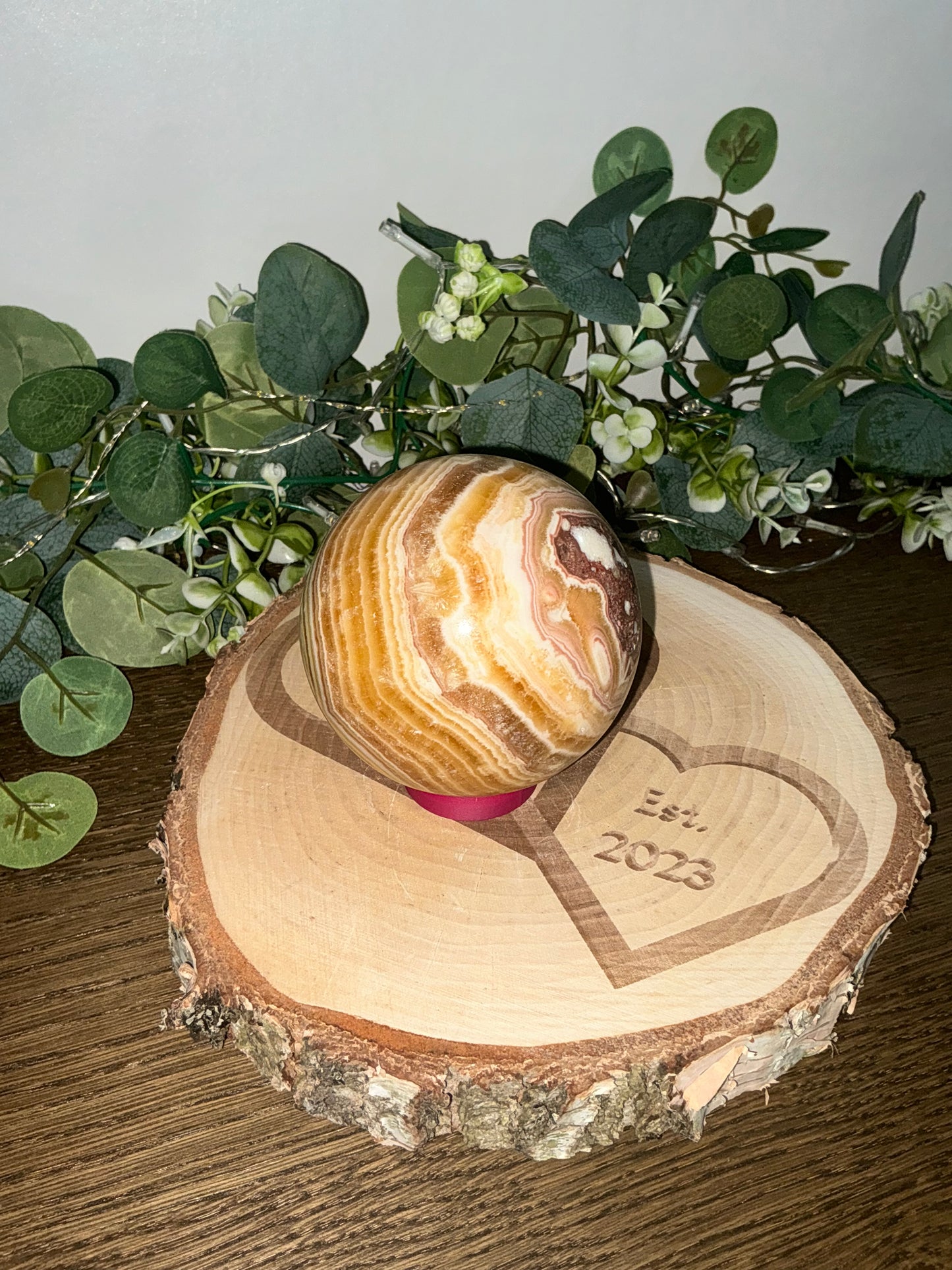 Orange Banded Calcite Sphere 1001g