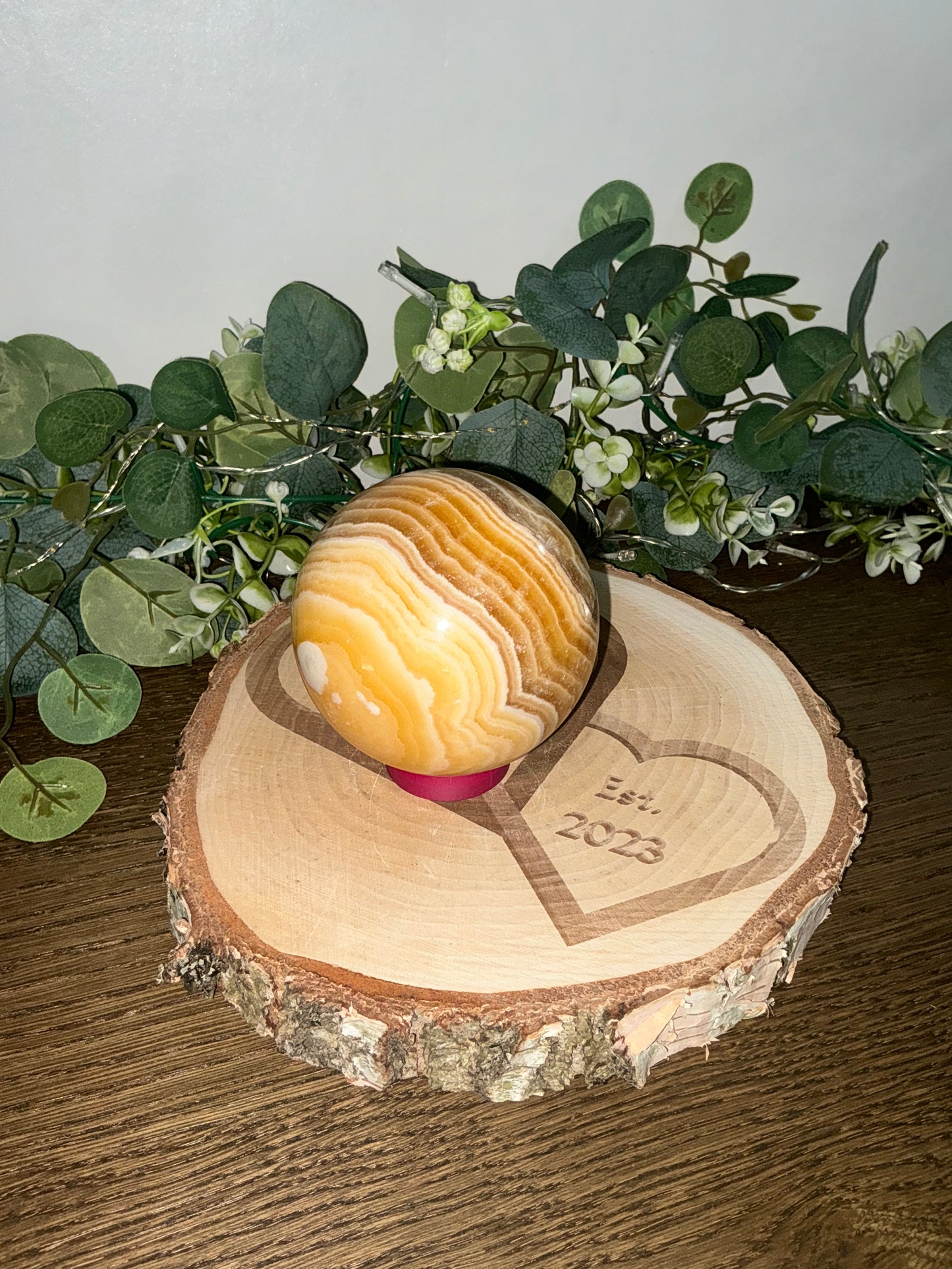 Orange Banded Calcite Sphere 1001g