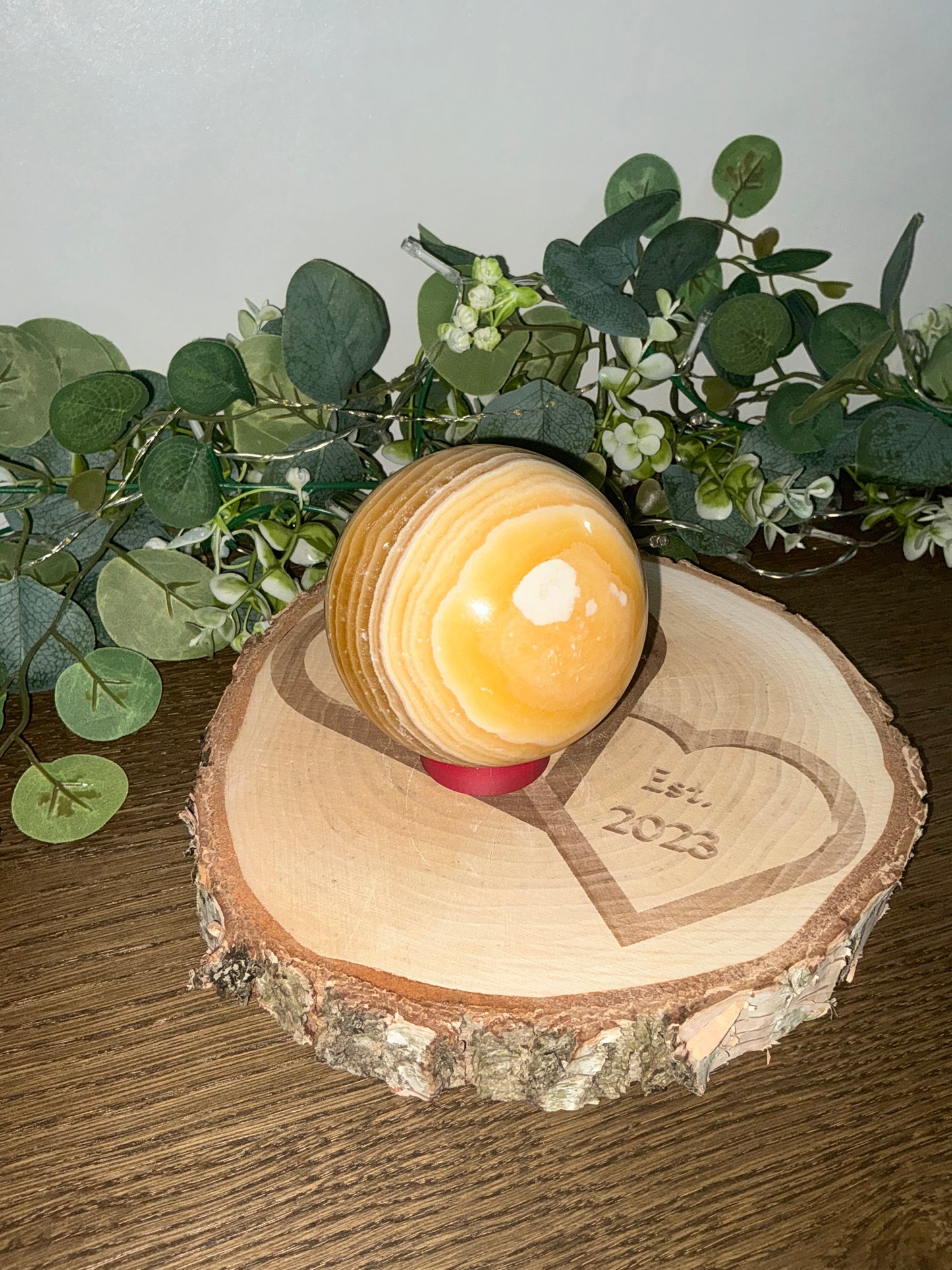 Orange Banded Calcite Sphere 1001g