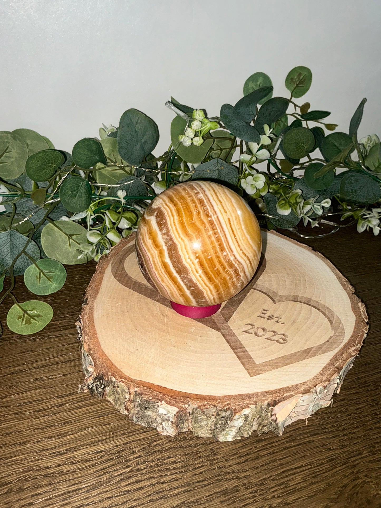 Orange Banded Calcite Sphere 1001g