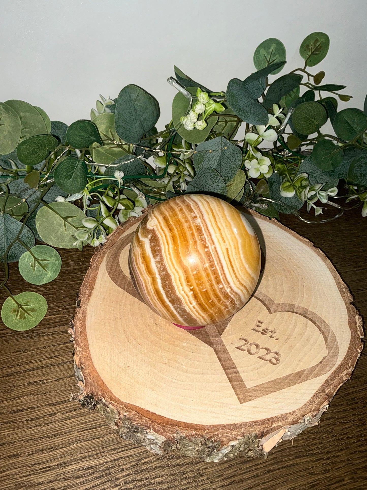 Orange Banded Calcite Sphere 1001g