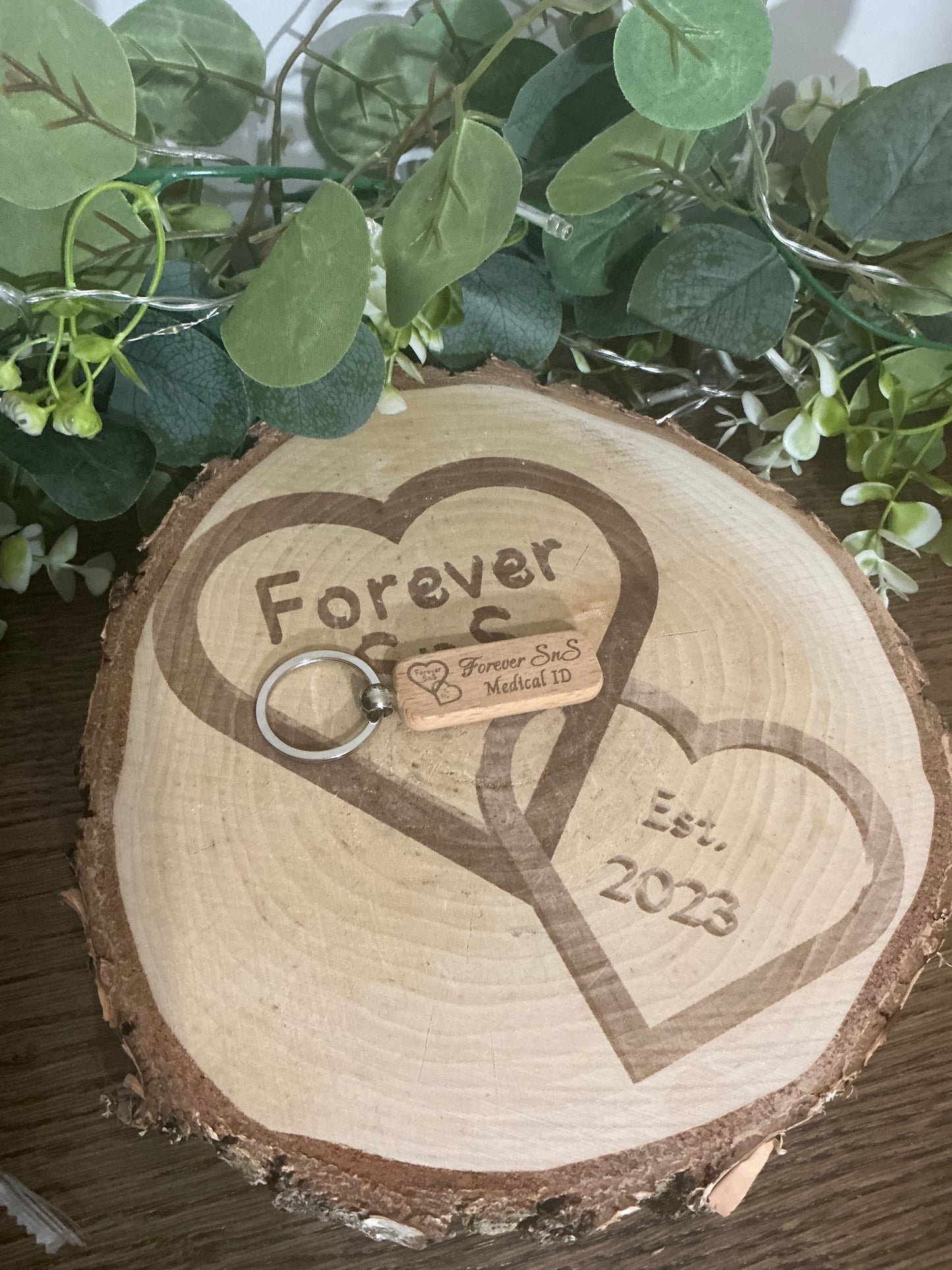 Wooden Medical ID Key Ring