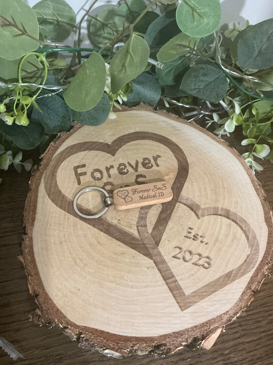 Wooden Medical ID Key Ring
