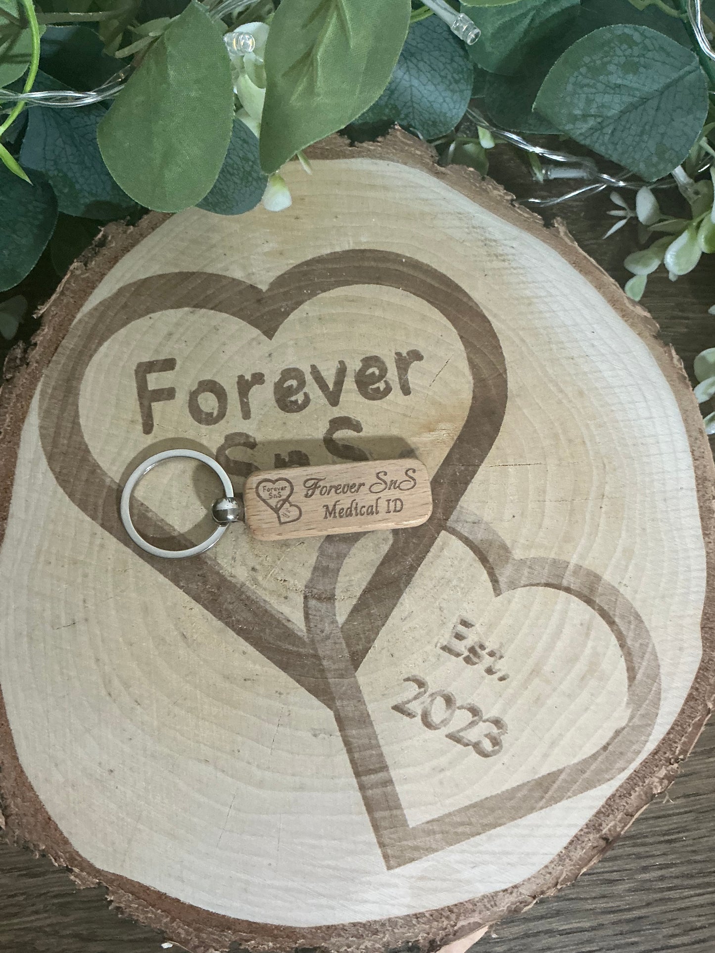 Wooden Medical ID Key Ring