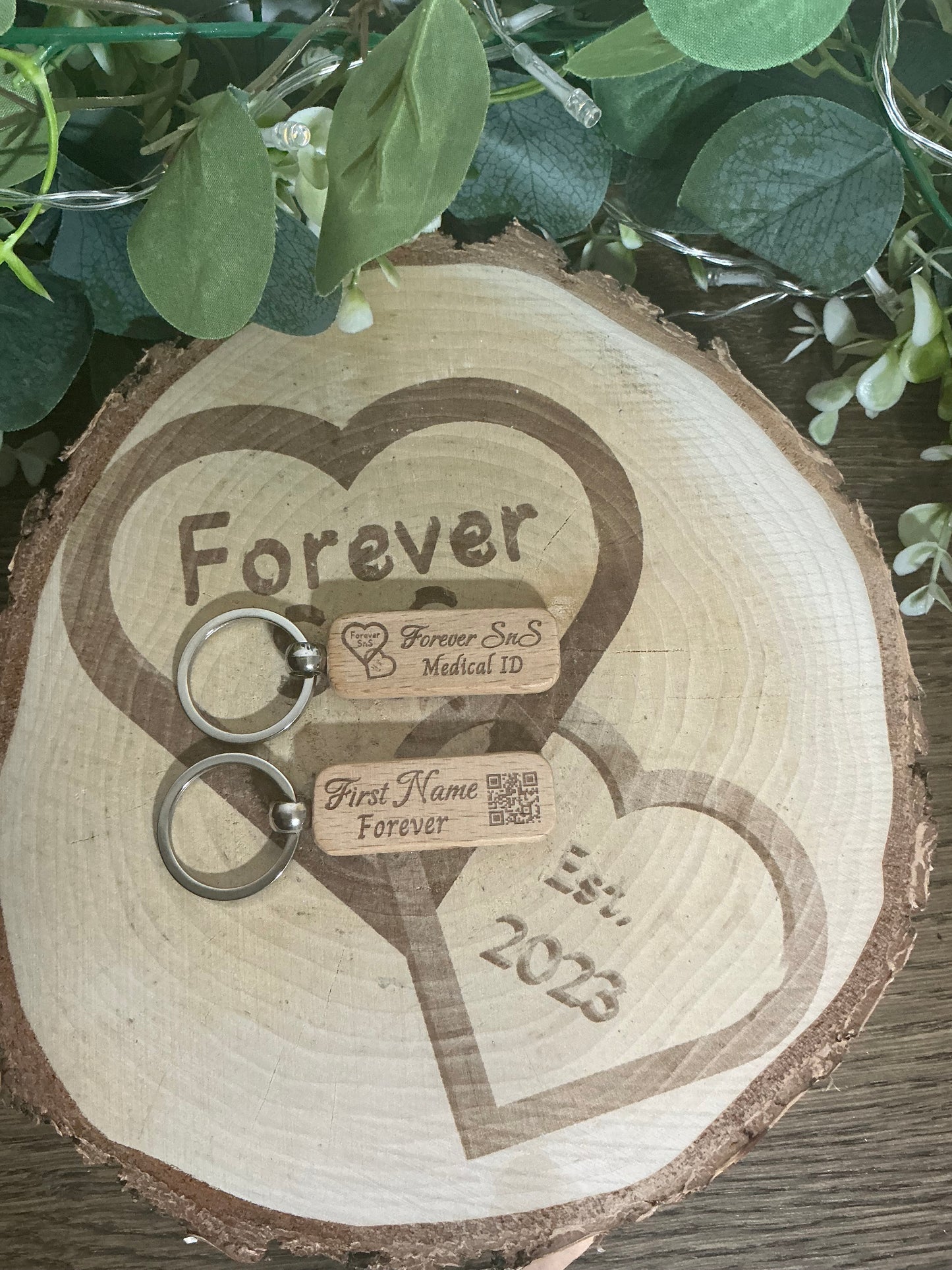 Wooden Medical ID Key Ring