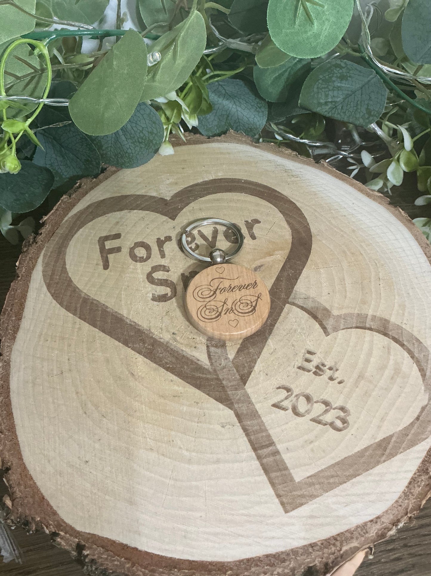 Personalised Wooden Circle Keyring