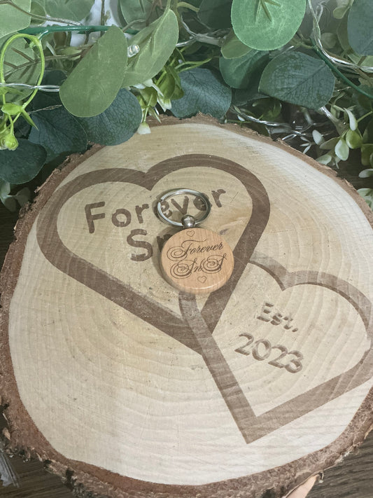 Personalised Wooden Circle Keyring