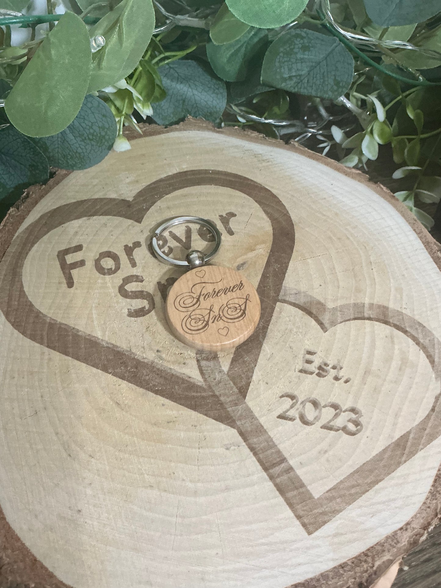 Personalised Wooden Circle Keyring