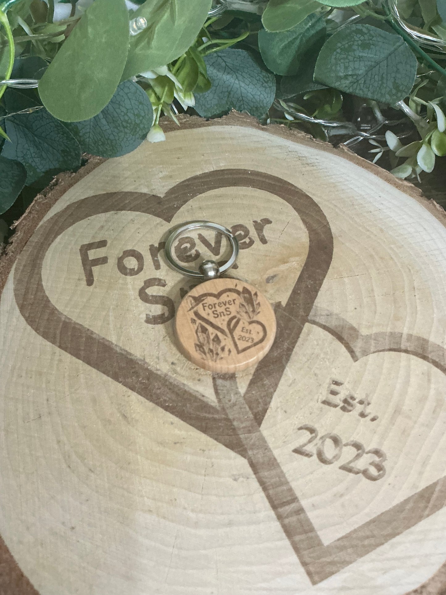 Personalised Wooden Circle Keyring