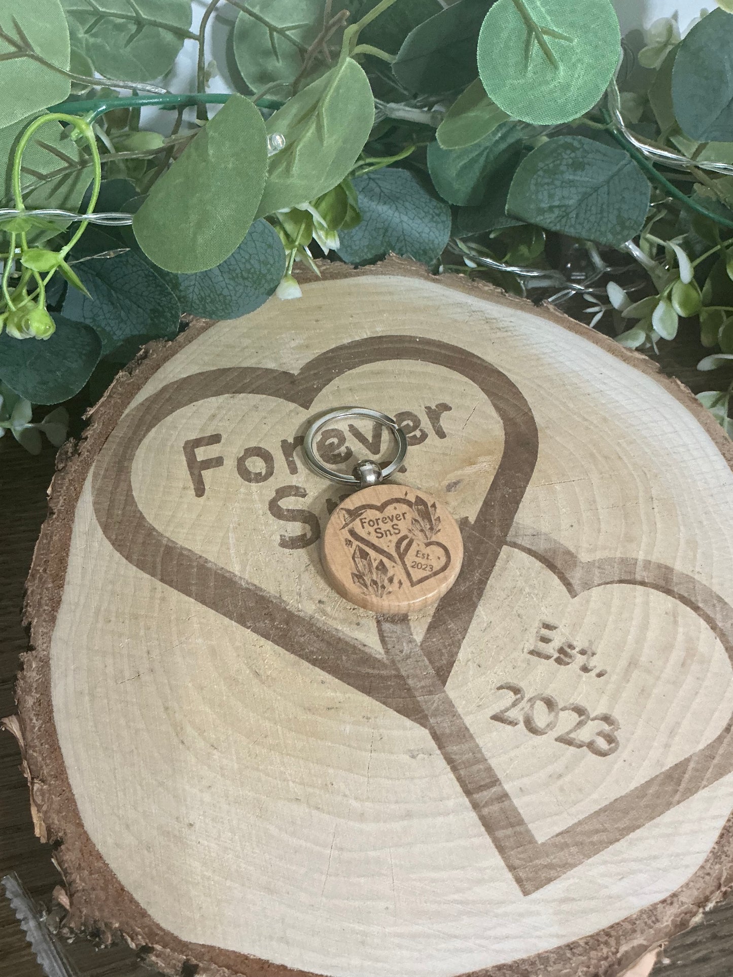 Personalised Wooden Circle Keyring