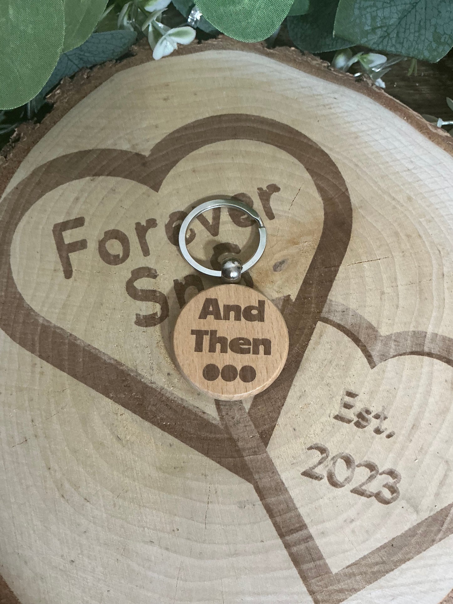 DEZBAG “And Then…” Circle Wooden Keyring