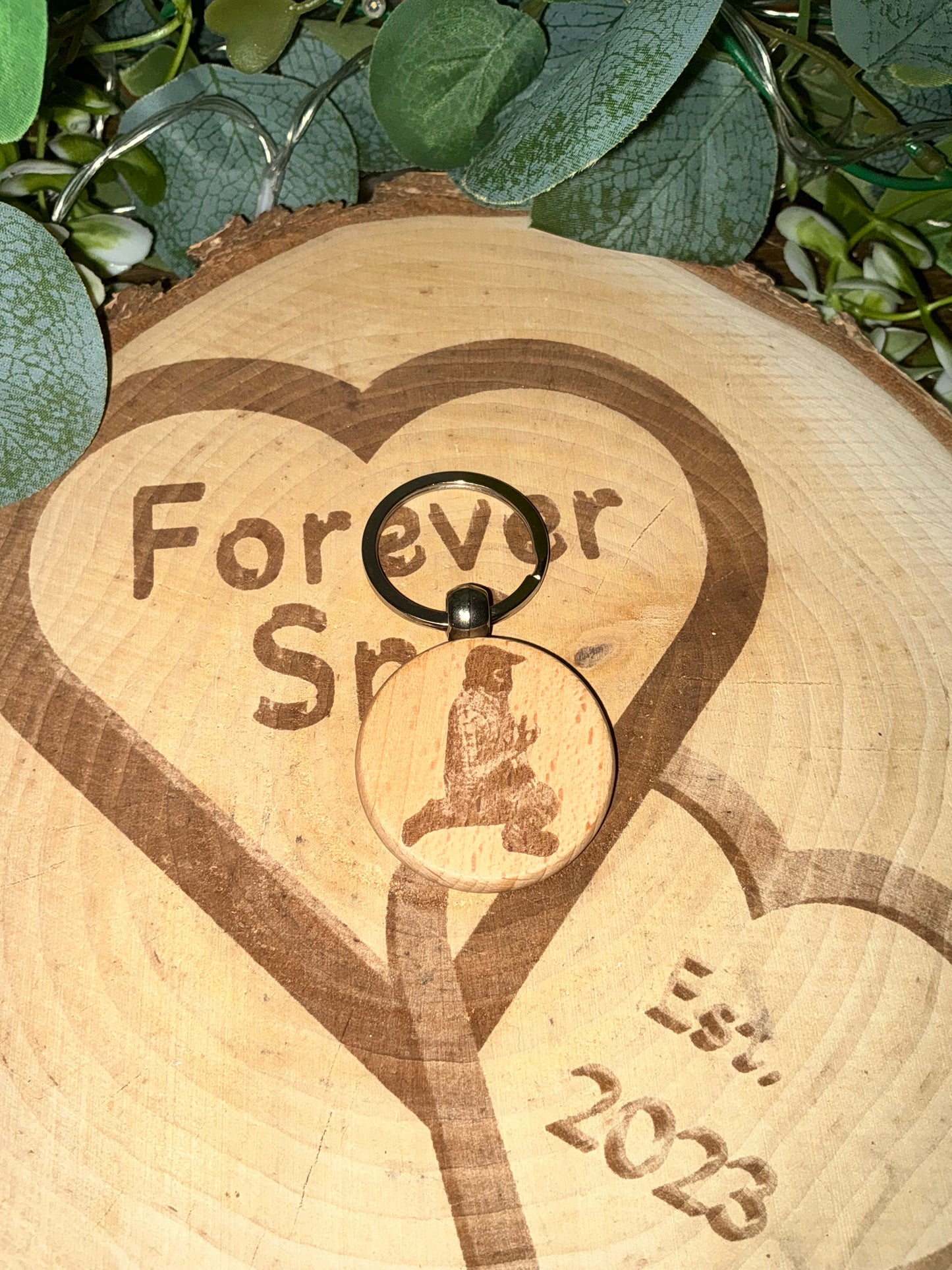 DEZBAG “PP Panic Proposal” Circle Wooden Keyring