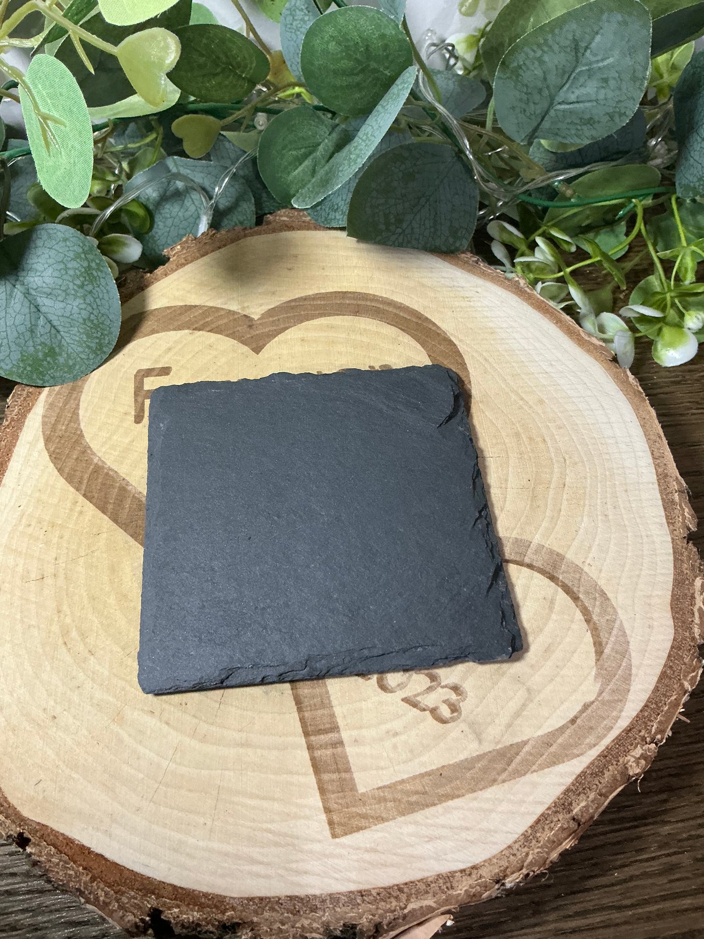 Set of 6 Personalised Laser Evngraved Slate Coasters