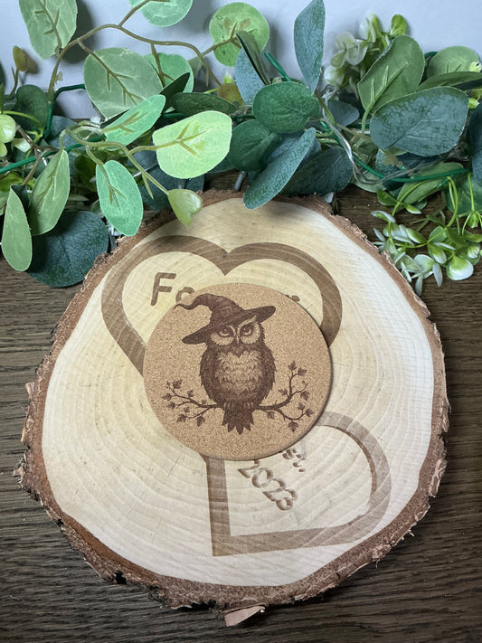 Cork Coaster Witchy Owl