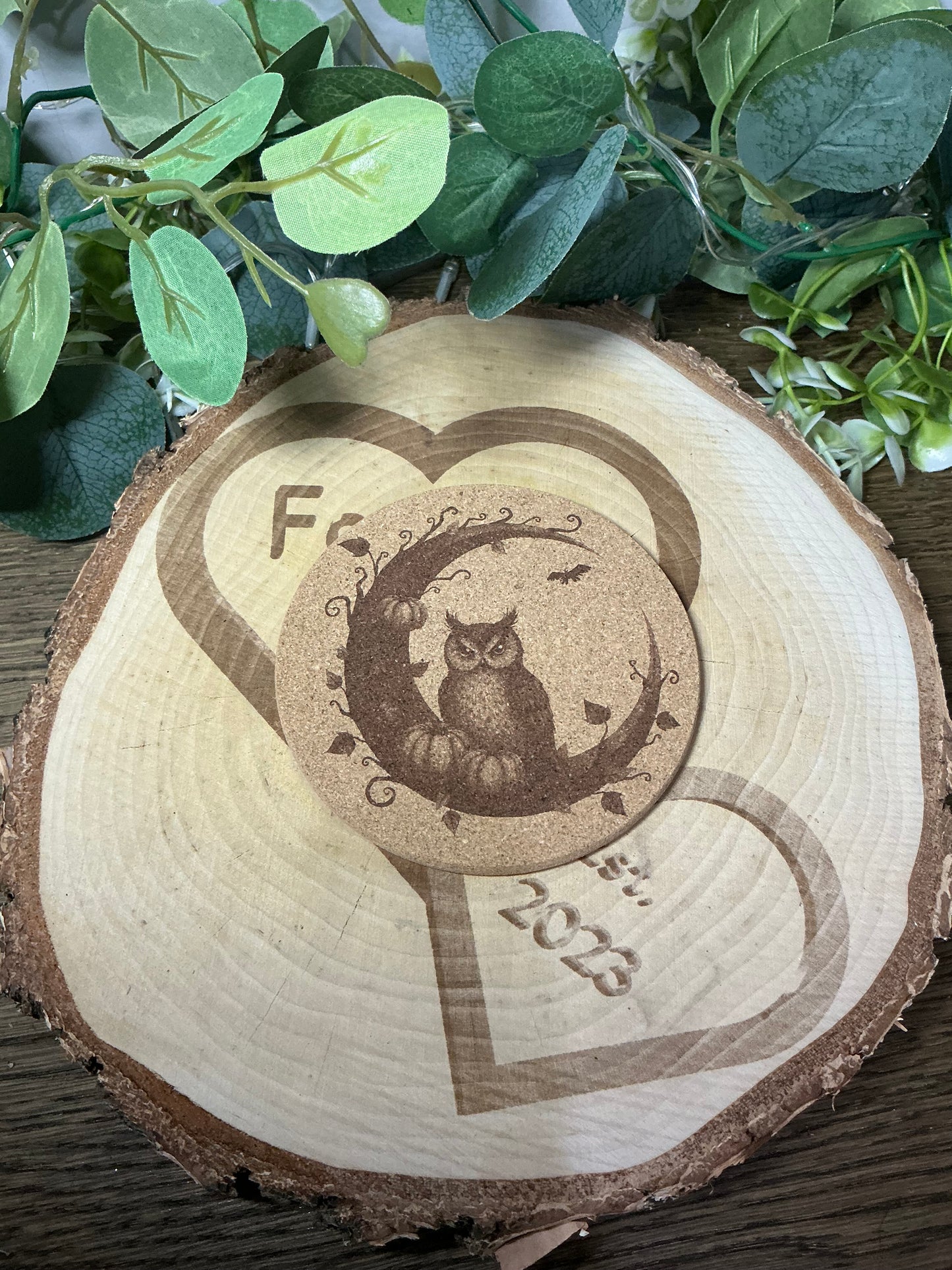 Cork Coaster Spooky Owl