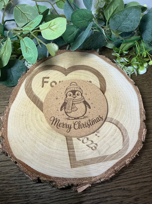 Cork Coaster “Penguin Merry Christmas”