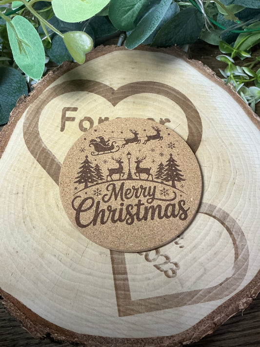 Cork Coaster “Merry Christmas”