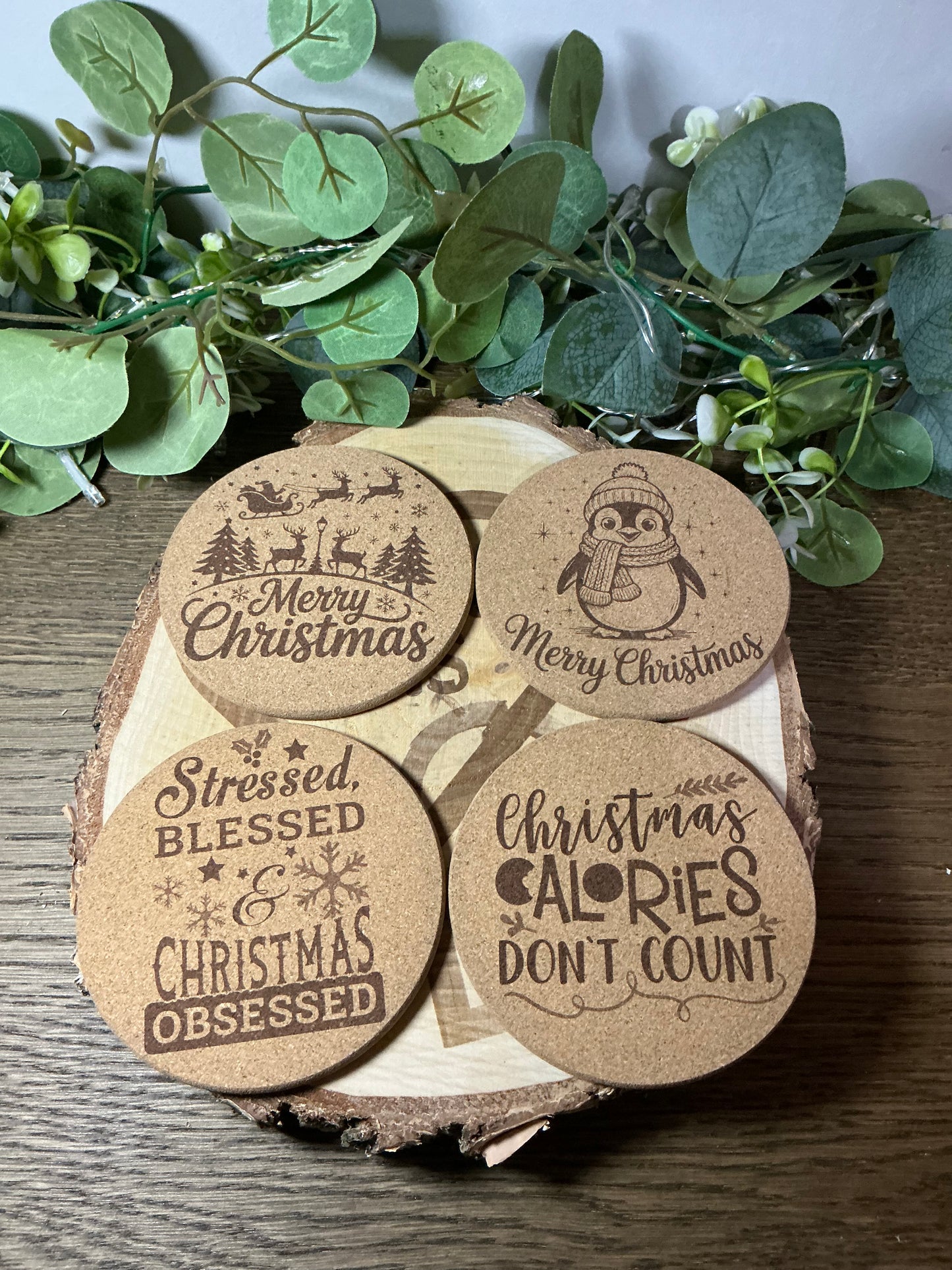 Cork Coasters (Christmas Set of 4)