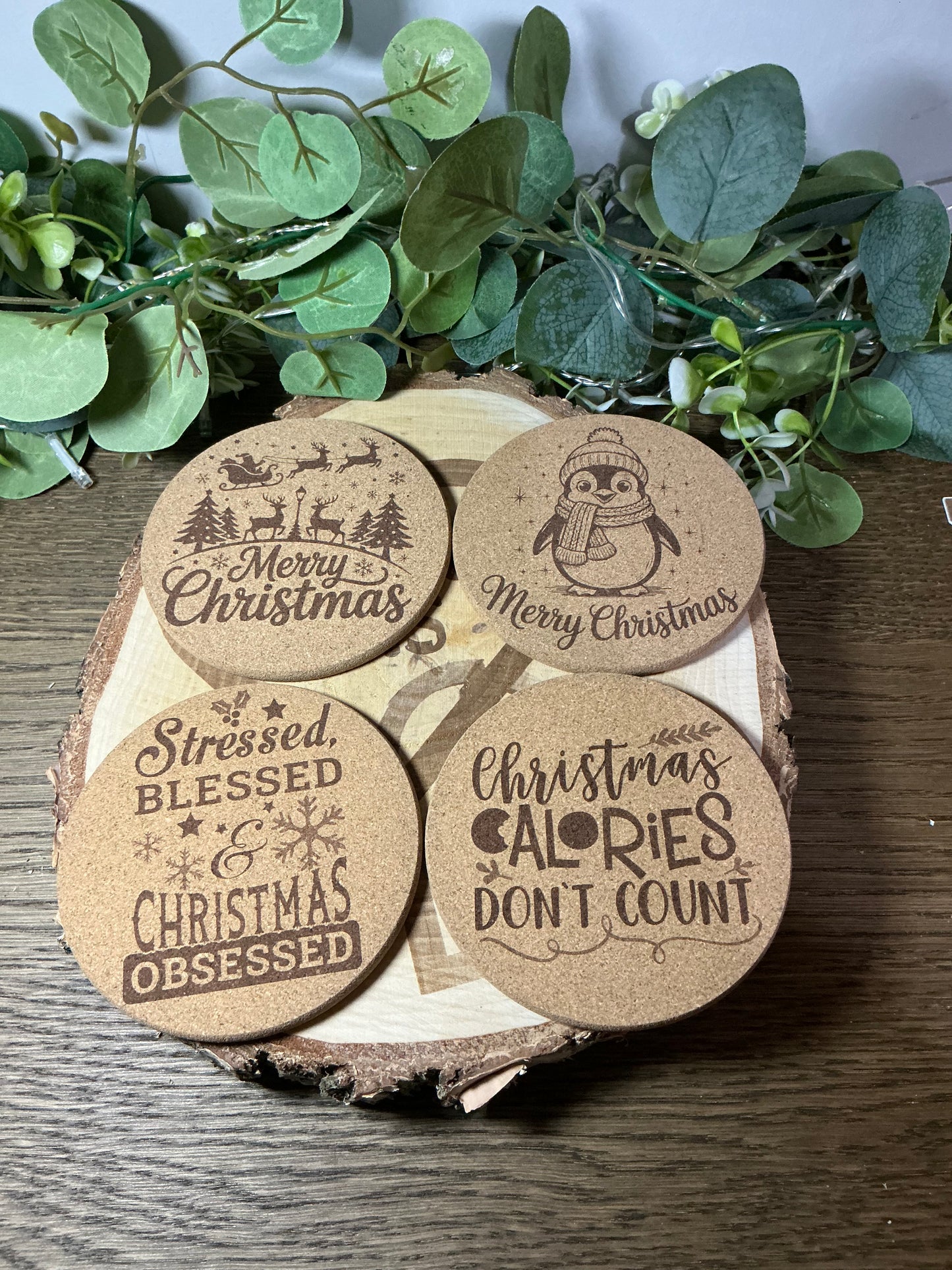 Cork Coasters (Christmas Set of 4)