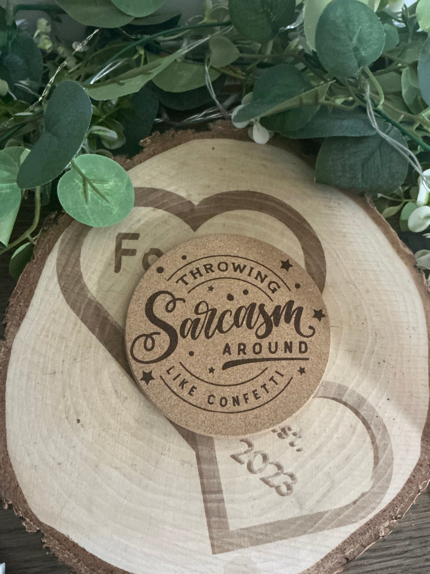 Sarcasm Cork Coaster – Laser Engraved Rude Quote Drink Coaster Gift