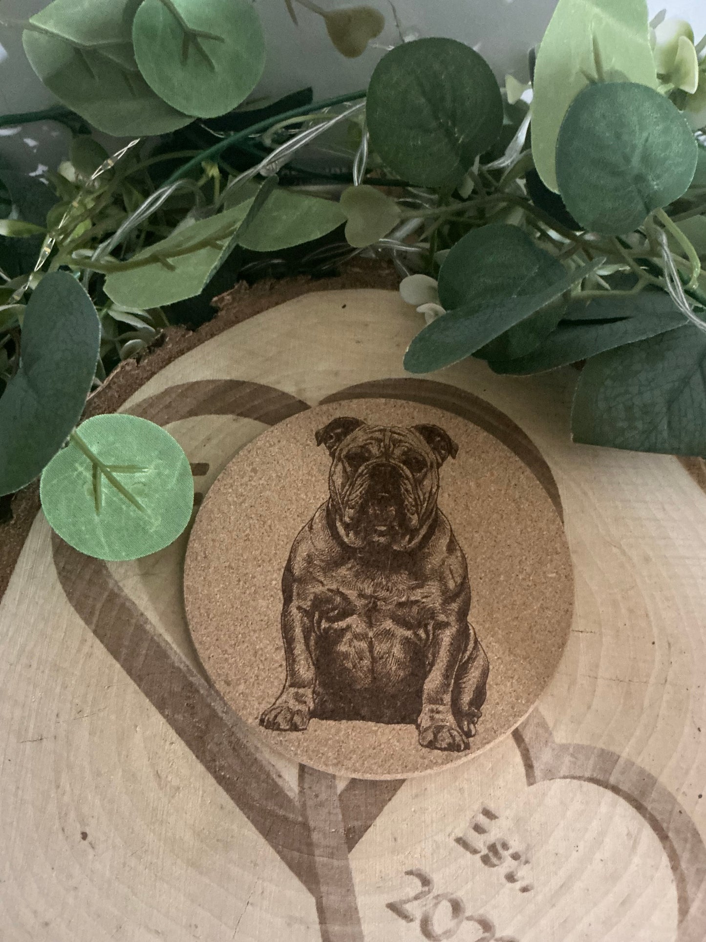 English Bulldog Cork Coaster – Dog Lover Drink Mat & Rustic Home Gift