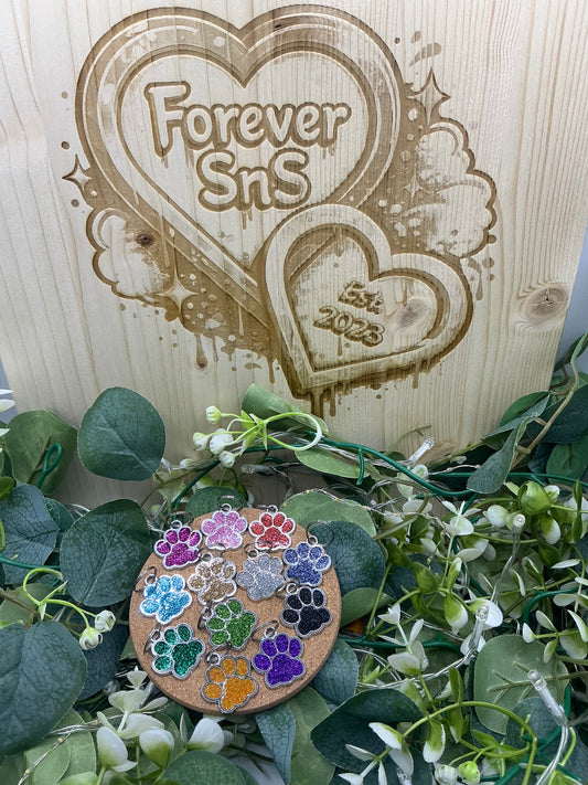 Glitter Paw Print Pet Tag
